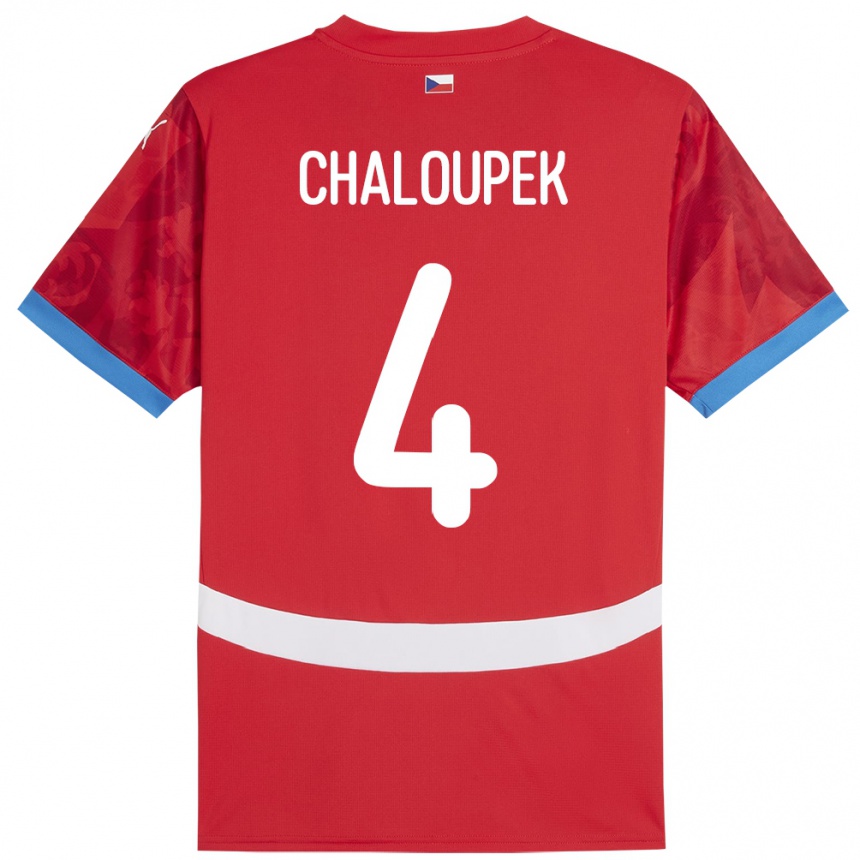 Hombre Fútbol Camiseta Chequia Stepan Chaloupek #4 Rojo 1ª Equipación 24-26 Argentina