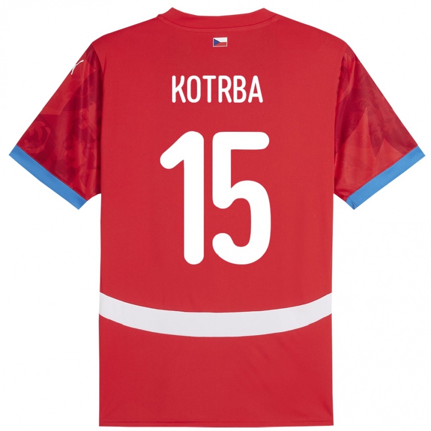 Hombre Fútbol Camiseta Chequia Damian Kotrba #15 Rojo 1ª Equipación 24-26 Argentina