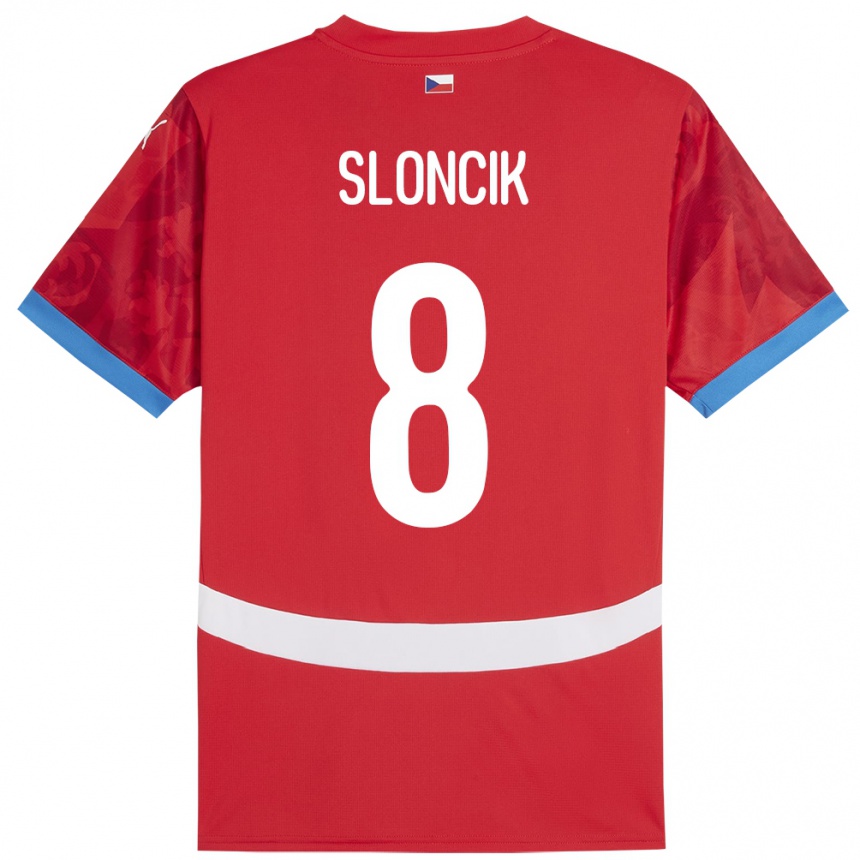 Hombre Fútbol Camiseta Chequia Simon Sloncik #8 Rojo 1ª Equipación 24-26 Argentina