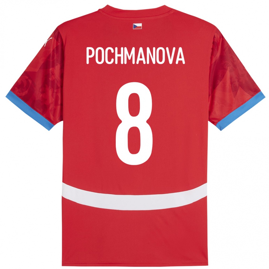 Hombre Fútbol Camiseta Chequia Aneta Pochmanová #8 Rojo 1ª Equipación 24-26 Argentina