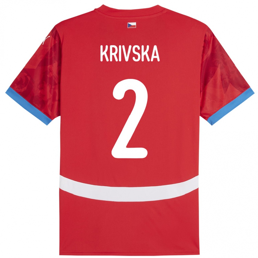 Hombre Fútbol Camiseta Chequia Karolína Křivská #2 Rojo 1ª Equipación 24-26 Argentina