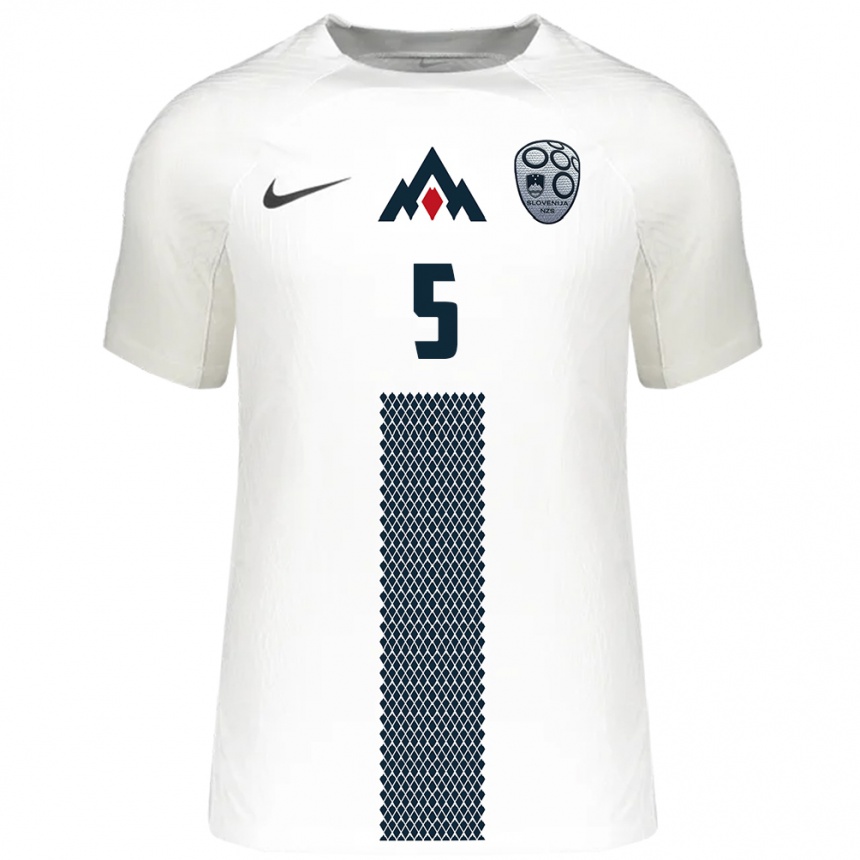 Hombre Fútbol Camiseta Eslovenia Jon Gorenc Stankovic #5 Blanco 1ª Equipación 24-26 Argentina