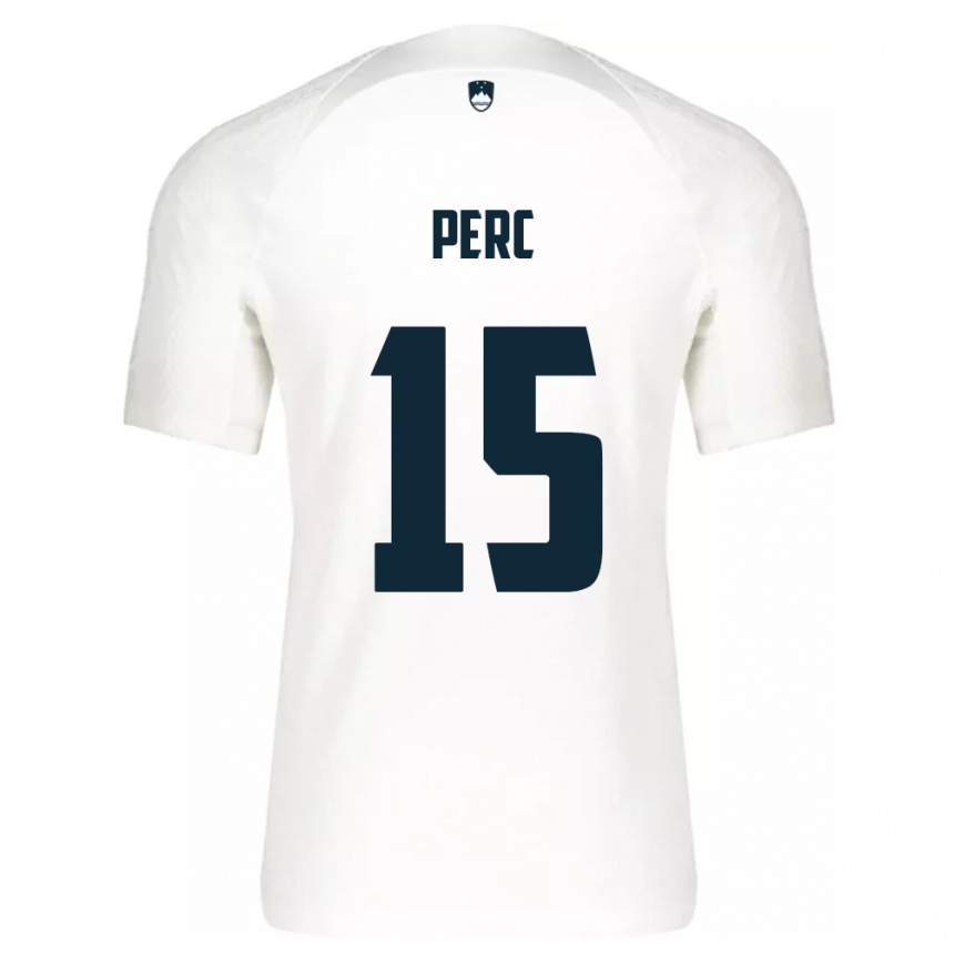 Hombre Fútbol Camiseta Eslovenia Nick Perc #15 Blanco 1ª Equipación 24-26 Argentina