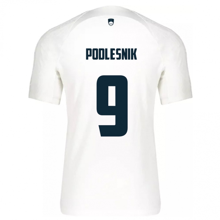 Hombre Fútbol Camiseta Eslovenia Nik Podlesnik #9 Blanco 1ª Equipación 24-26 Argentina