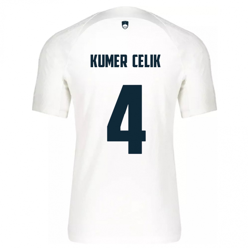 Hombre Fútbol Camiseta Eslovenia An Kumer Celik #4 Blanco 1ª Equipación 24-26 Argentina