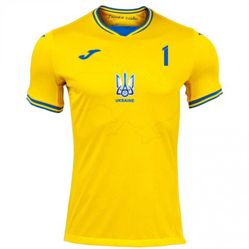 Hombre Fútbol Camiseta Ucrania Daryna Bondarchuk #1 Amarillo 1ª Equipación 24-26 Argentina