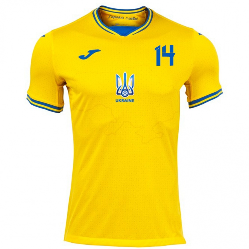 Hombre Fútbol Camiseta Ucrania Georgiy Sudakov #14 Amarillo 1ª Equipación 24-26 Argentina