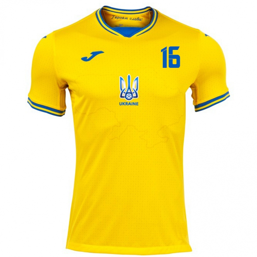 Hombre Fútbol Camiseta Ucrania Oleksandr Martynyuk #16 Amarillo 1ª Equipación 24-26 Argentina