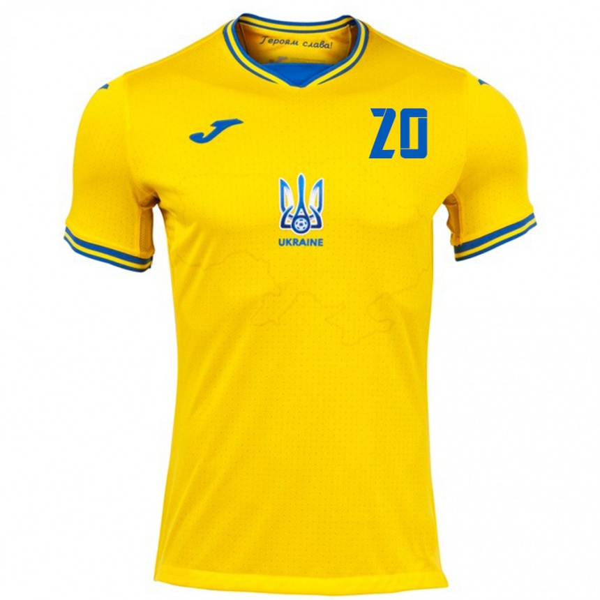 Hombre Fútbol Camiseta Ucrania Oleksandr Zubkov #20 Amarillo 1ª Equipación 24-26 Argentina