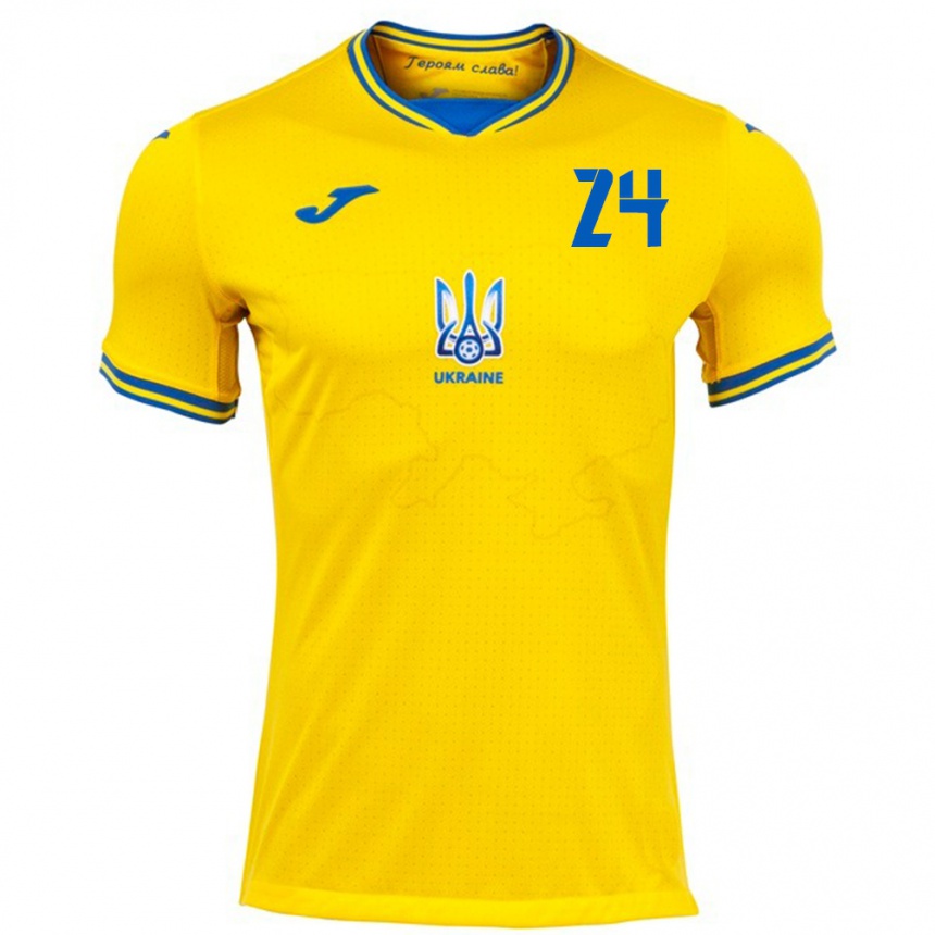 Hombre Fútbol Camiseta Ucrania Oleksandr Tymchyk #24 Amarillo 1ª Equipación 24-26 Argentina