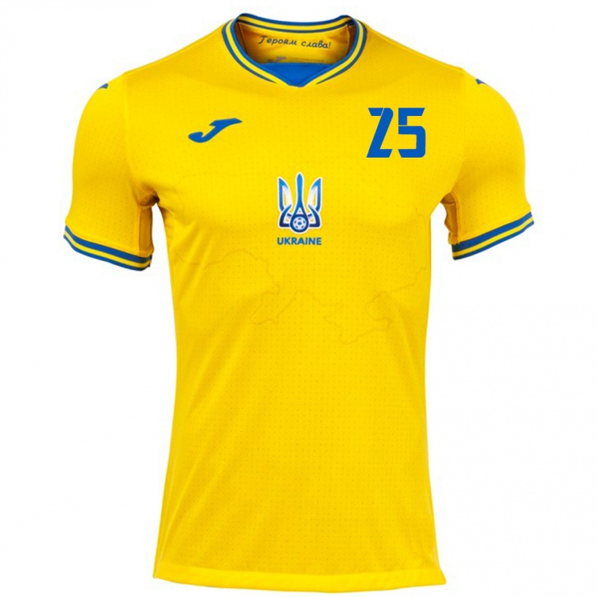 Hombre Fútbol Camiseta Ucrania Vladyslav Vanat #25 Amarillo 1ª Equipación 24-26 Argentina