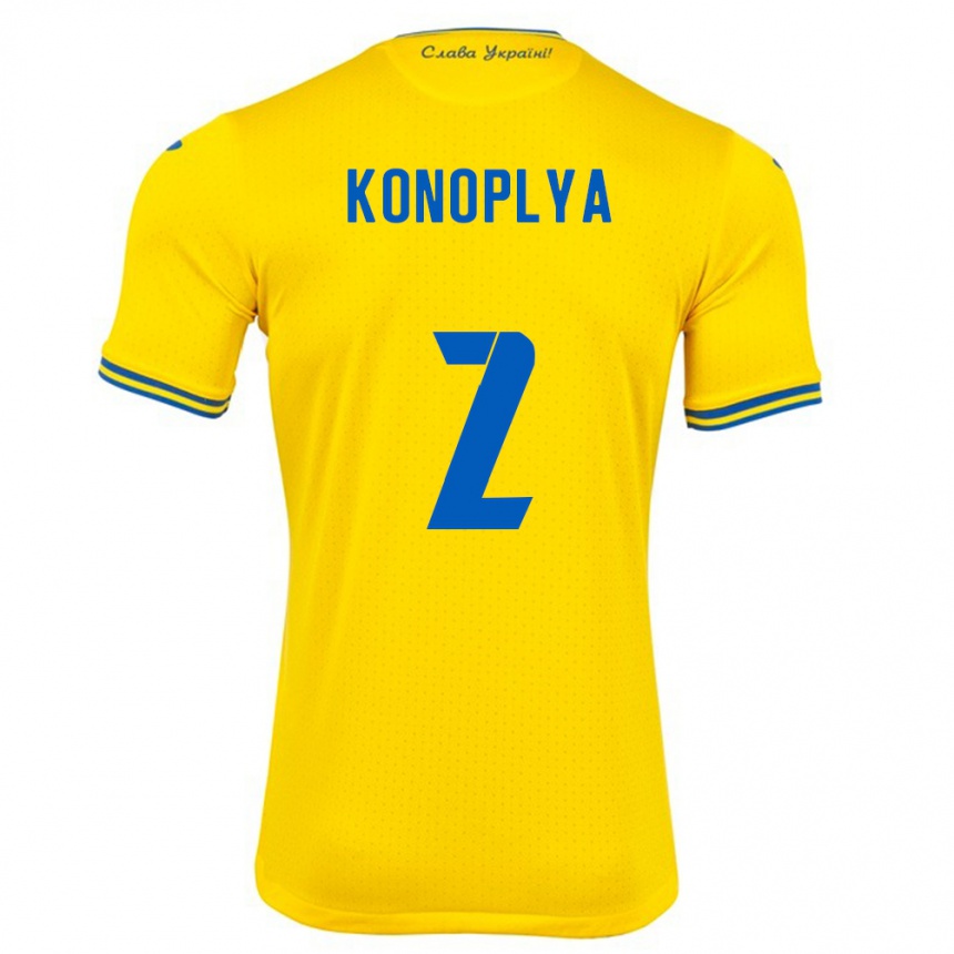 Hombre Fútbol Camiseta Ucrania Yukhym Konoplya #2 Amarillo 1ª Equipación 24-26 Argentina