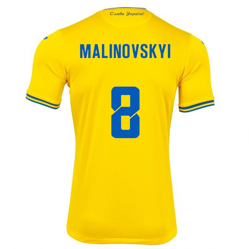 Hombre Fútbol Camiseta Ucrania Ruslan Malinovskyi #8 Amarillo 1ª Equipación 24-26 Argentina