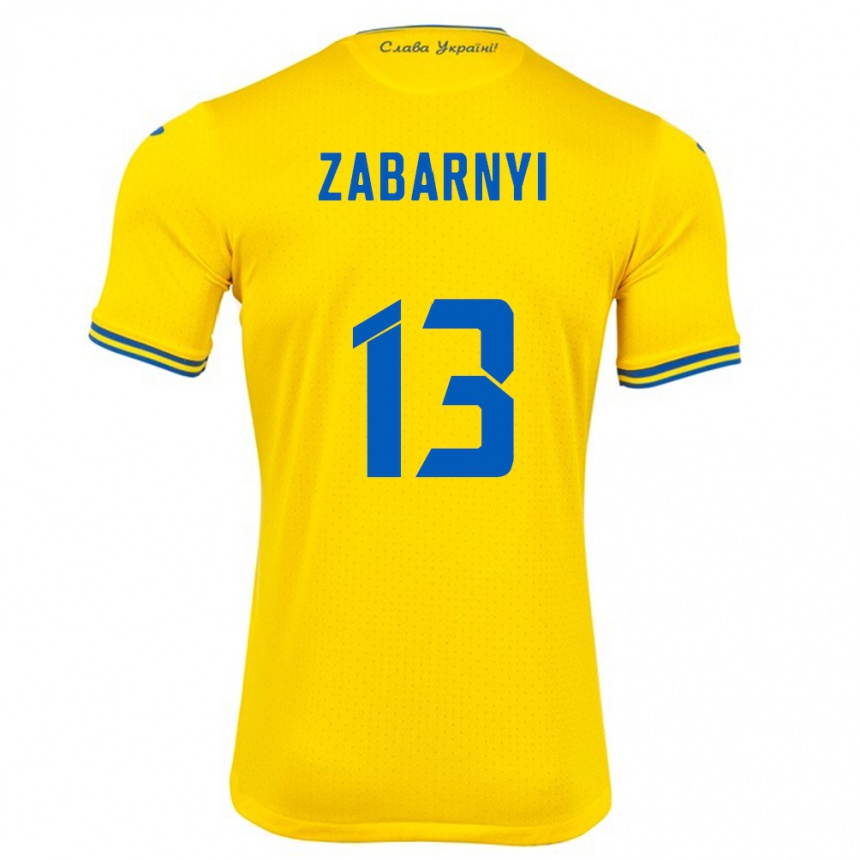 Hombre Fútbol Camiseta Ucrania Ilya Zabarnyi #13 Amarillo 1ª Equipación 24-26 Argentina