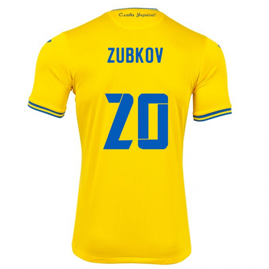 Hombre Fútbol Camiseta Ucrania Oleksandr Zubkov #20 Amarillo 1ª Equipación 24-26 Argentina