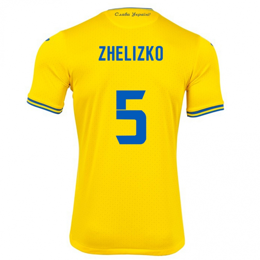 Hombre Fútbol Camiseta Ucrania Ivan Zhelizko #5 Amarillo 1ª Equipación 24-26 Argentina