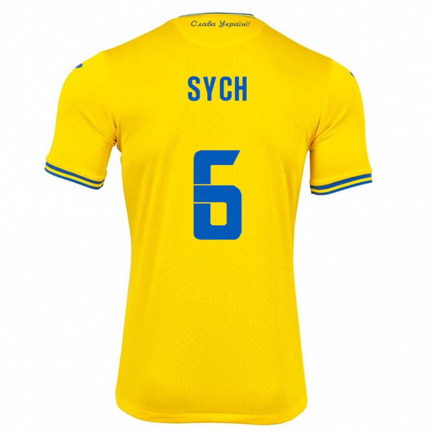 Hombre Fútbol Camiseta Ucrania Oleksiy Sych #6 Amarillo 1ª Equipación 24-26 Argentina