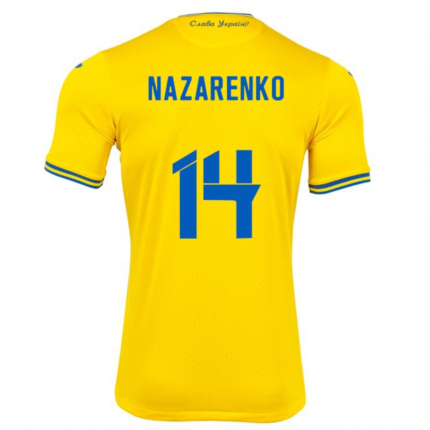 Hombre Fútbol Camiseta Ucrania Oleksandr Nazarenko #14 Amarillo 1ª Equipación 24-26 Argentina