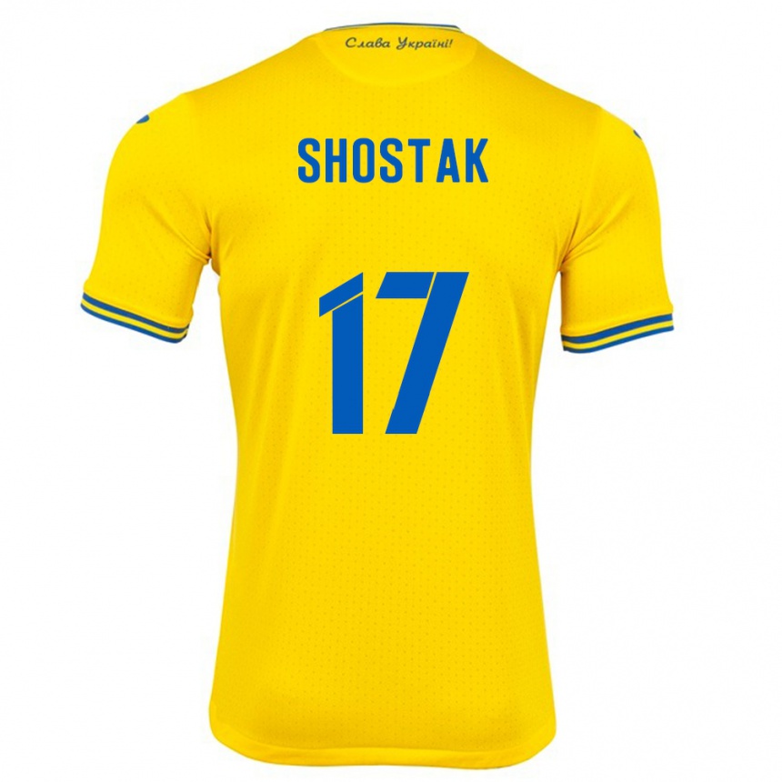 Hombre Fútbol Camiseta Ucrania Denys Shostak #17 Amarillo 1ª Equipación 24-26 Argentina