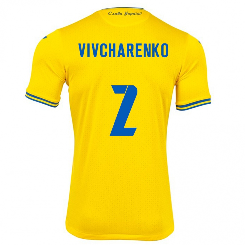 Hombre Fútbol Camiseta Ucrania Kostyantyn Vivcharenko #2 Amarillo 1ª Equipación 24-26 Argentina