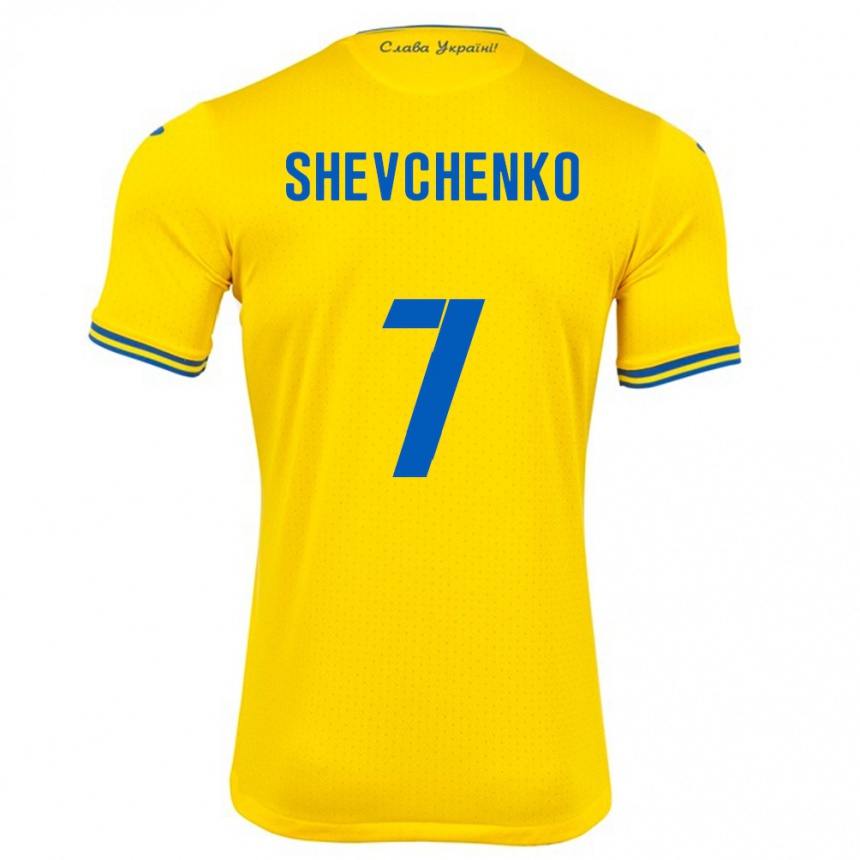 Hombre Fútbol Camiseta Ucrania Kristian Shevchenko #7 Amarillo 1ª Equipación 24-26 Argentina