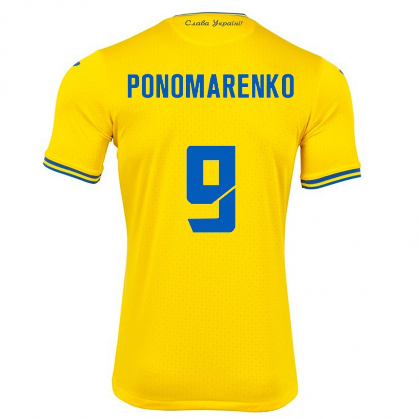 Hombre Fútbol Camiseta Ucrania Matviy Ponomarenko #9 Amarillo 1ª Equipación 24-26 Argentina