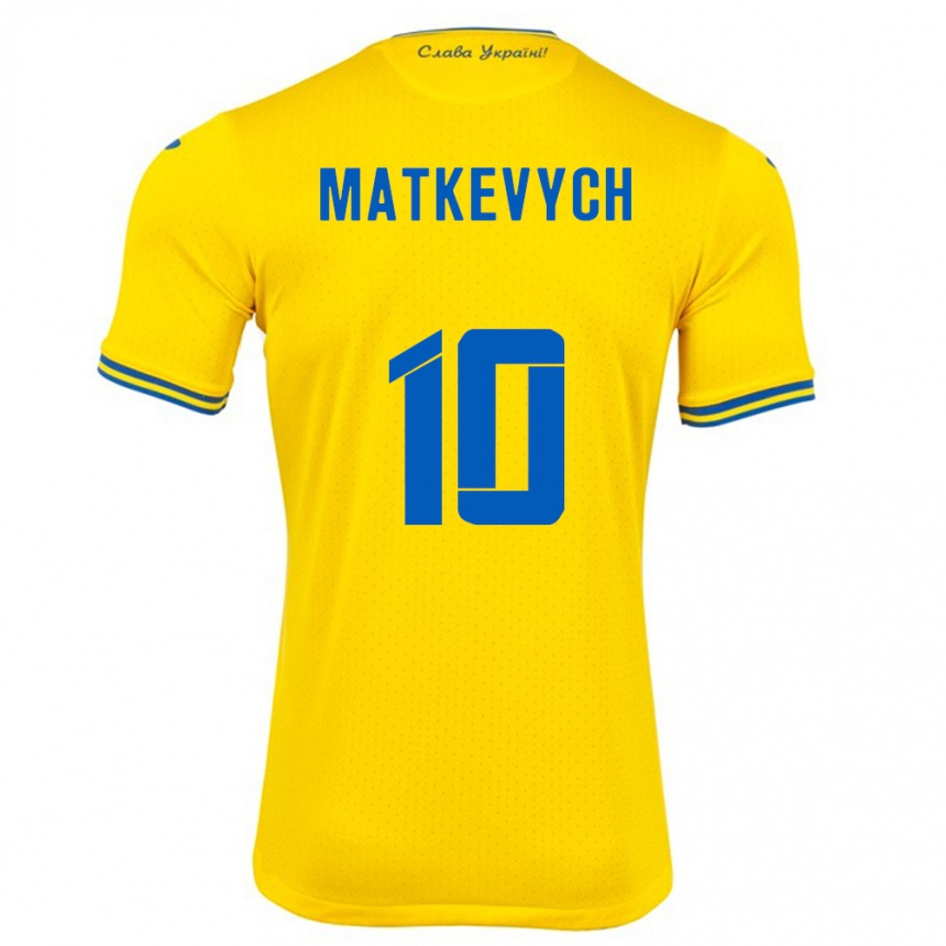 Hombre Fútbol Camiseta Ucrania Andriy Matkevych #10 Amarillo 1ª Equipación 24-26 Argentina