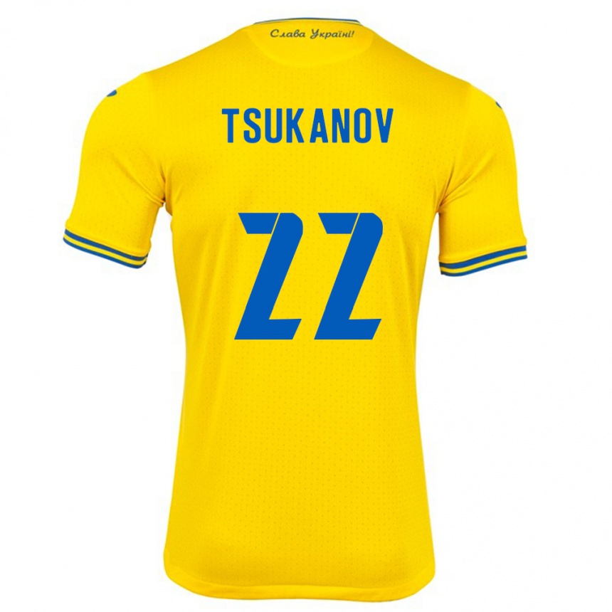 Hombre Fútbol Camiseta Ucrania Viktor Tsukanov #22 Amarillo 1ª Equipación 24-26 Argentina