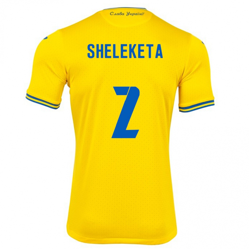 Hombre Fútbol Camiseta Ucrania Mykyta Sheleketa #2 Amarillo 1ª Equipación 24-26 Argentina