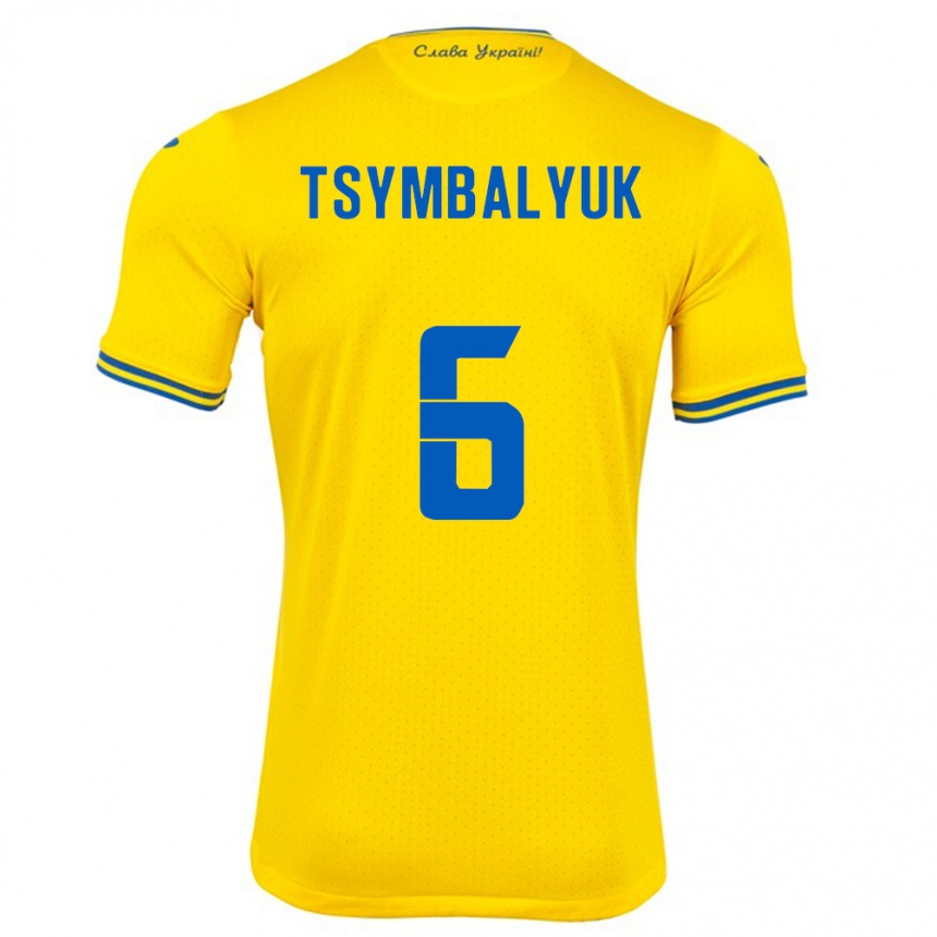 Hombre Fútbol Camiseta Ucrania Maksym Tsymbalyuk #6 Amarillo 1ª Equipación 24-26 Argentina