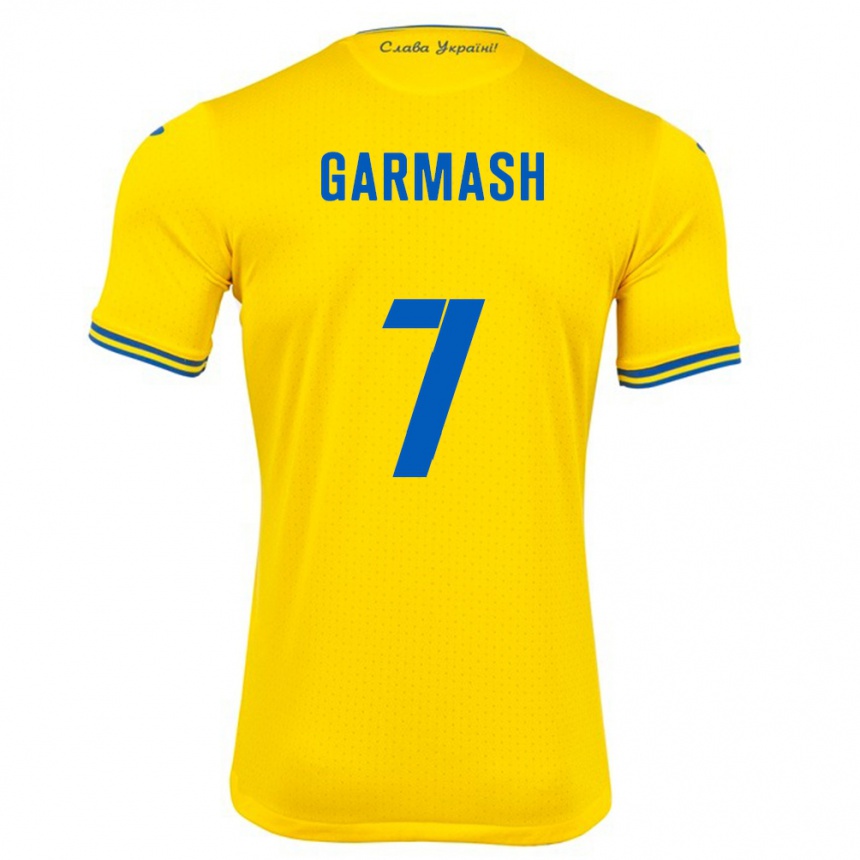 Hombre Fútbol Camiseta Ucrania Yevgen Garmash #7 Amarillo 1ª Equipación 24-26 Argentina