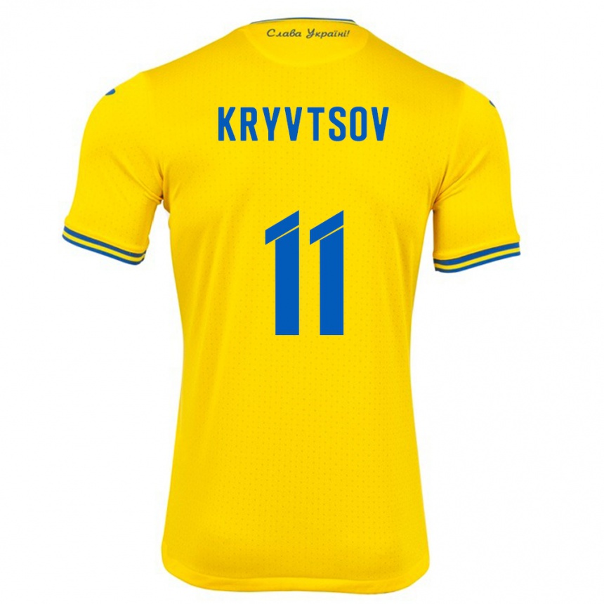 Hombre Fútbol Camiseta Ucrania Nikita Kryvtsov #11 Amarillo 1ª Equipación 24-26 Argentina