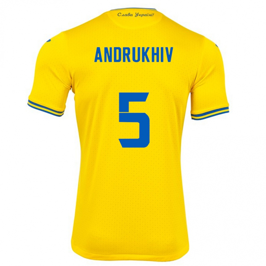 Hombre Fútbol Camiseta Ucrania Veronika Andrukhiv #5 Amarillo 1ª Equipación 24-26 Argentina