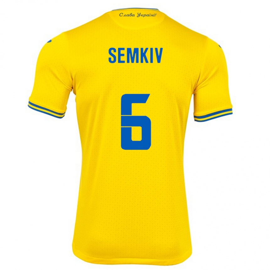 Hombre Fútbol Camiseta Ucrania Dayana Semkiv #6 Amarillo 1ª Equipación 24-26 Argentina