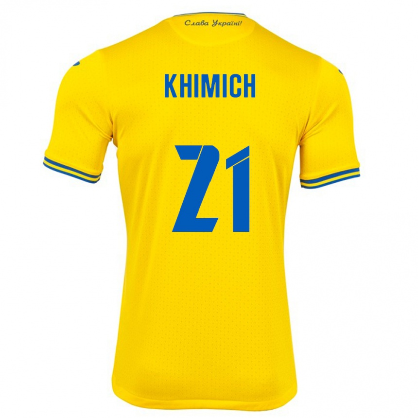 Hombre Fútbol Camiseta Ucrania Tamila Khimich #21 Amarillo 1ª Equipación 24-26 Argentina