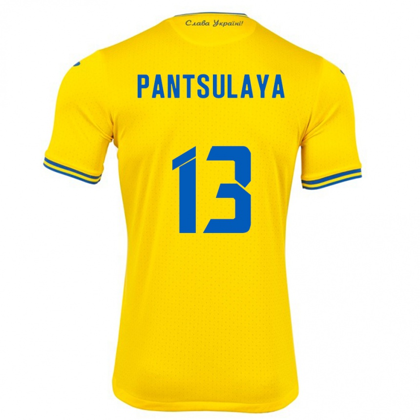 Hombre Fútbol Camiseta Ucrania Natiya Pantsulaya #13 Amarillo 1ª Equipación 24-26 Argentina