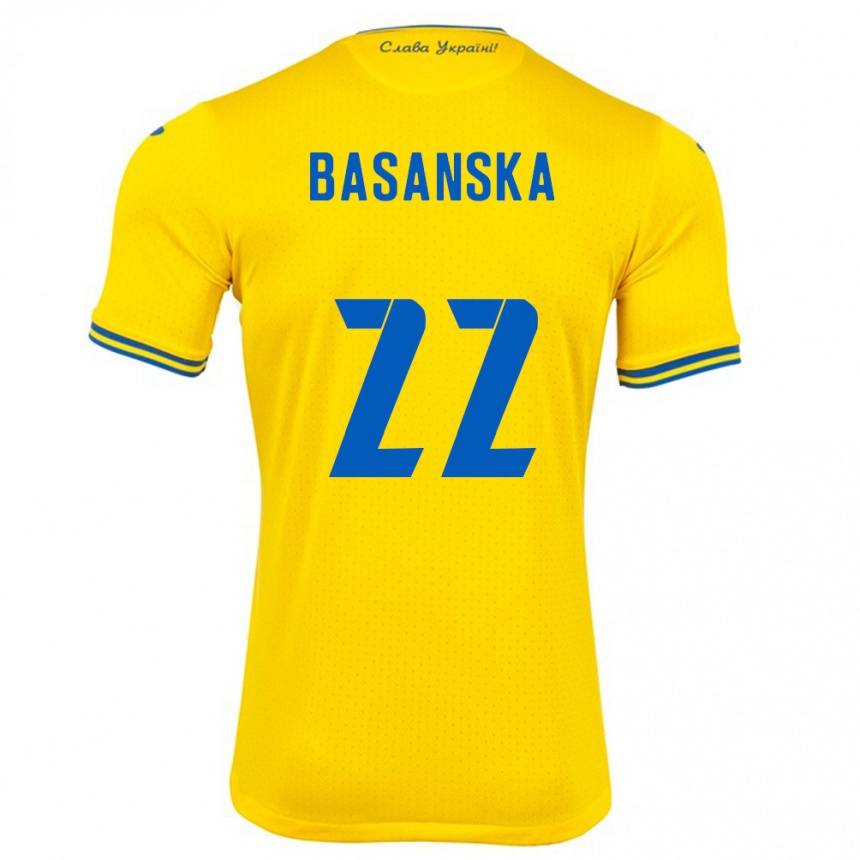 Hombre Fútbol Camiseta Ucrania Olga Basanska #22 Amarillo 1ª Equipación 24-26 Argentina