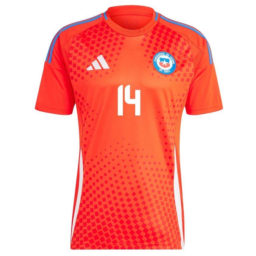 Hombre Fútbol Camiseta Chile Cristián Zavala #14 Rojo 1ª Equipación 24-26 Argentina