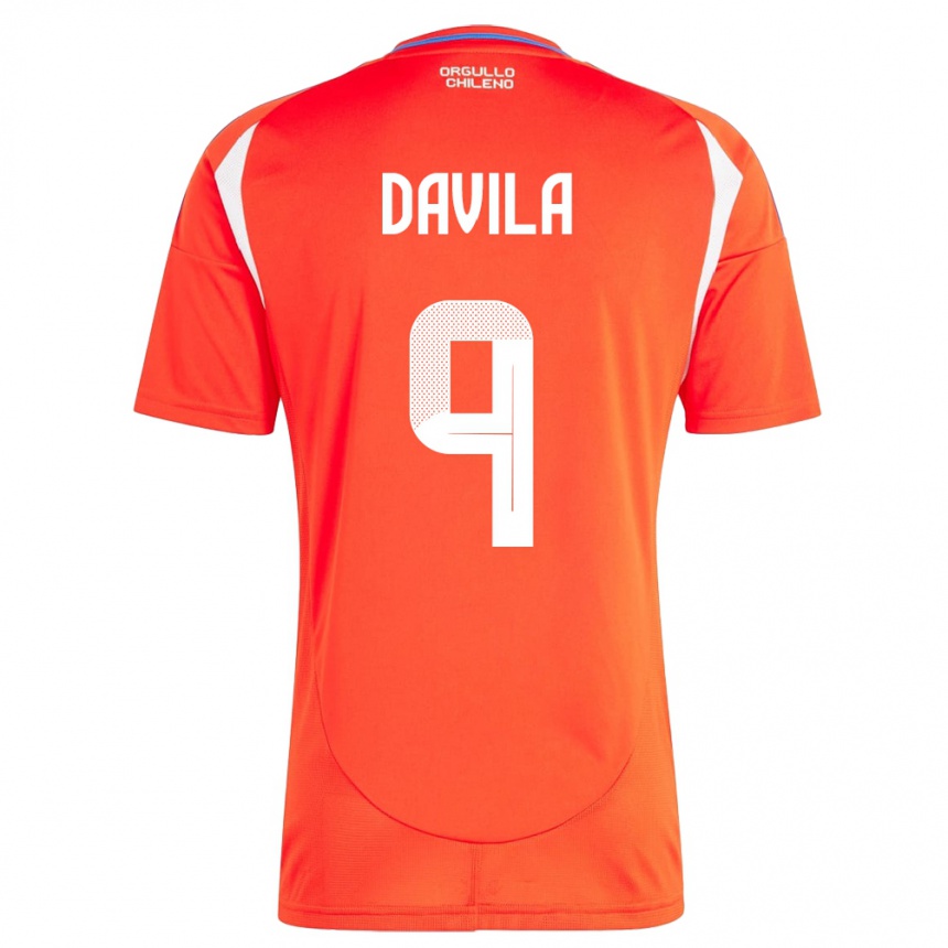 Hombre Fútbol Camiseta Chile Víctor Dávila #9 Rojo 1ª Equipación 24-26 Argentina