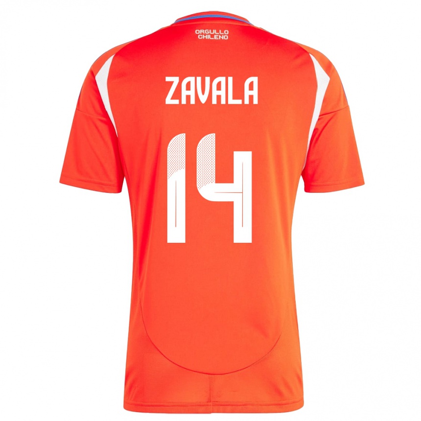 Hombre Fútbol Camiseta Chile Cristián Zavala #14 Rojo 1ª Equipación 24-26 Argentina