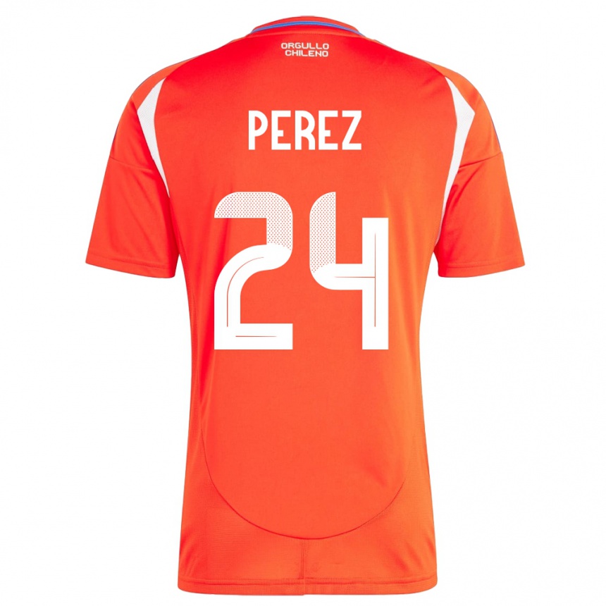 Hombre Fútbol Camiseta Chile César Pérez #24 Rojo 1ª Equipación 24-26 Argentina