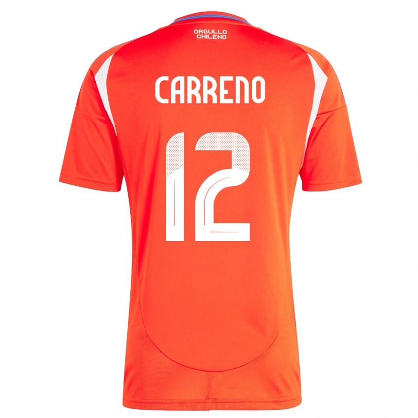 Hombre Fútbol Camiseta Chile Diego Carreño #12 Rojo 1ª Equipación 24-26 Argentina