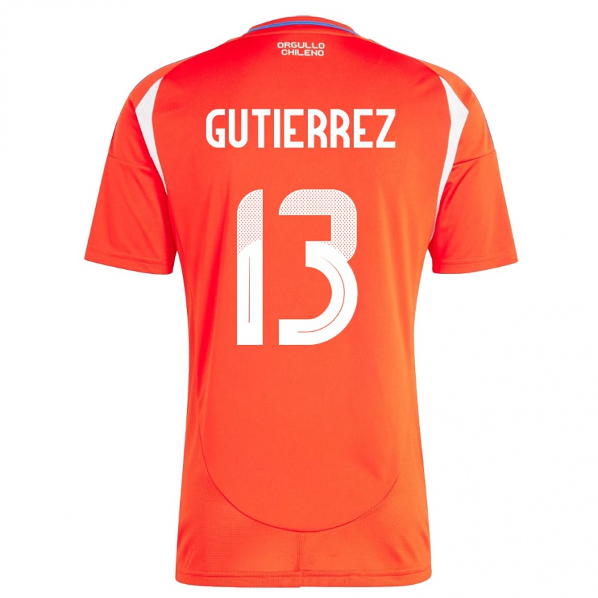 Hombre Fútbol Camiseta Chile Daniel Gutiérrez #13 Rojo 1ª Equipación 24-26 Argentina