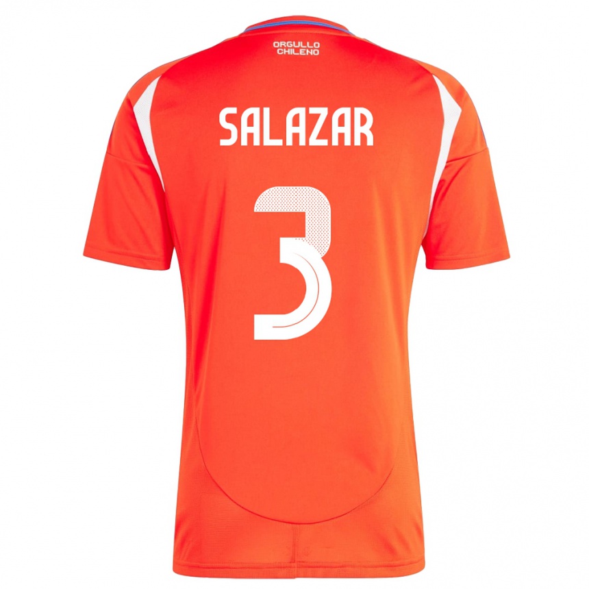 Hombre Fútbol Camiseta Chile Yahir Salazar #3 Rojo 1ª Equipación 24-26 Argentina