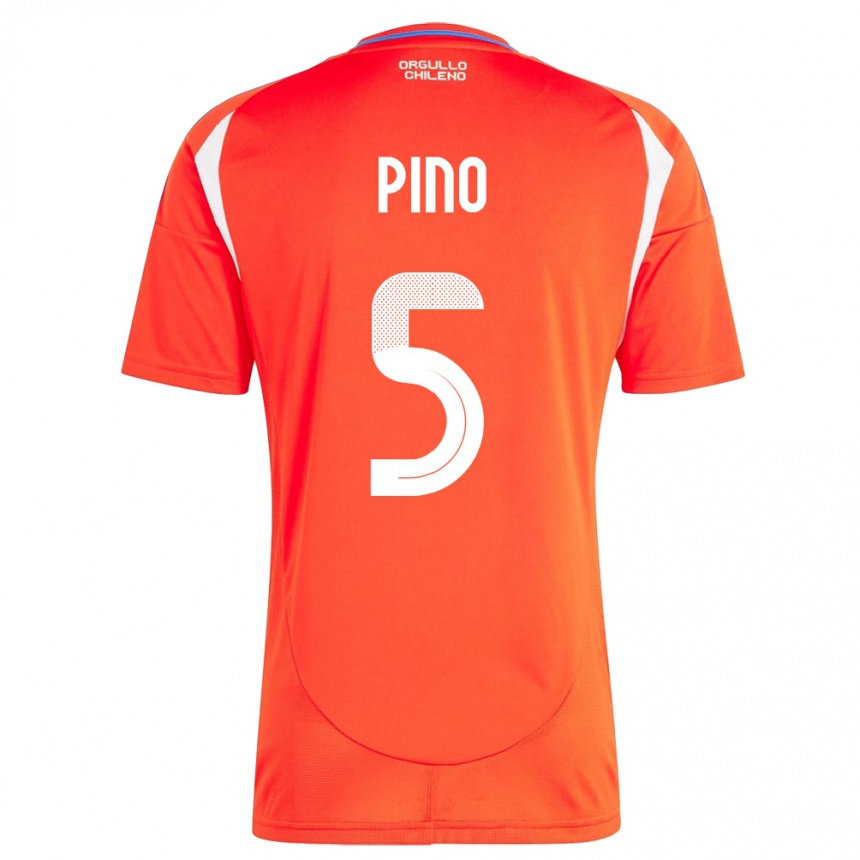 Hombre Fútbol Camiseta Chile Sebastián Pino #5 Rojo 1ª Equipación 24-26 Argentina