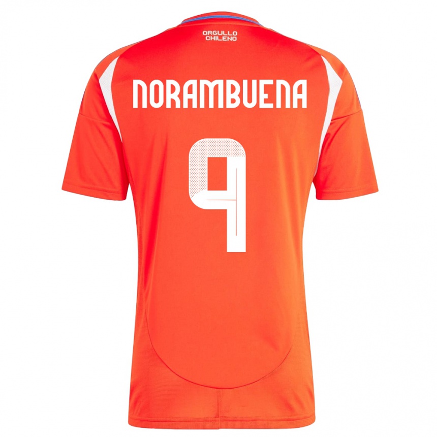 Hombre Fútbol Camiseta Chile Gabriel Norambuena #9 Rojo 1ª Equipación 24-26 Argentina