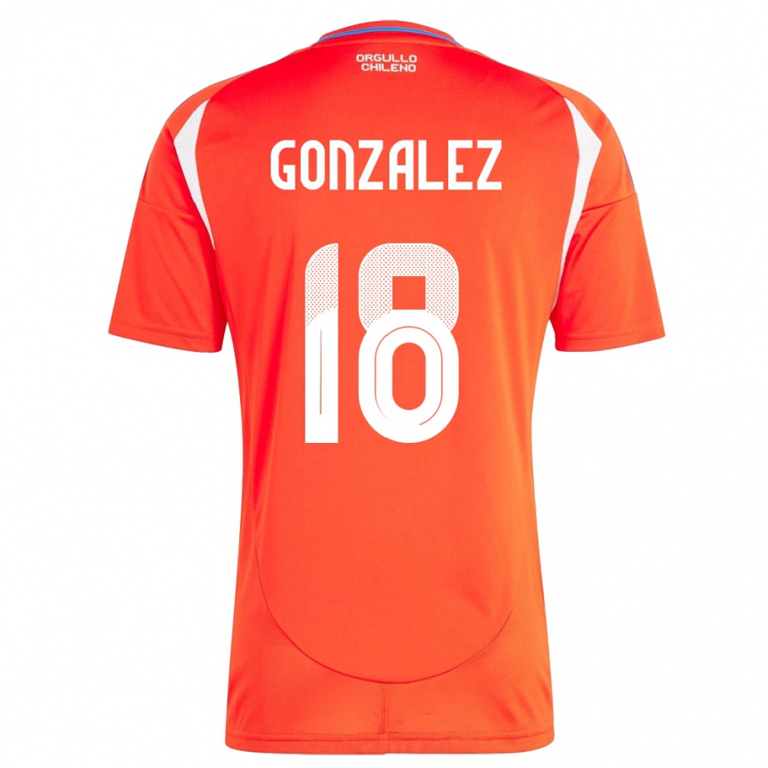 Hombre Fútbol Camiseta Chile Bryan González #18 Rojo 1ª Equipación 24-26 Argentina