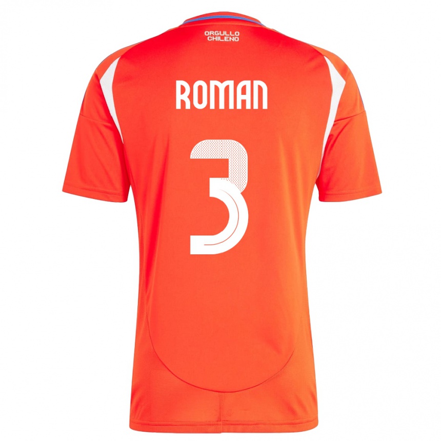 Hombre Fútbol Camiseta Chile Iván Román #3 Rojo 1ª Equipación 24-26 Argentina