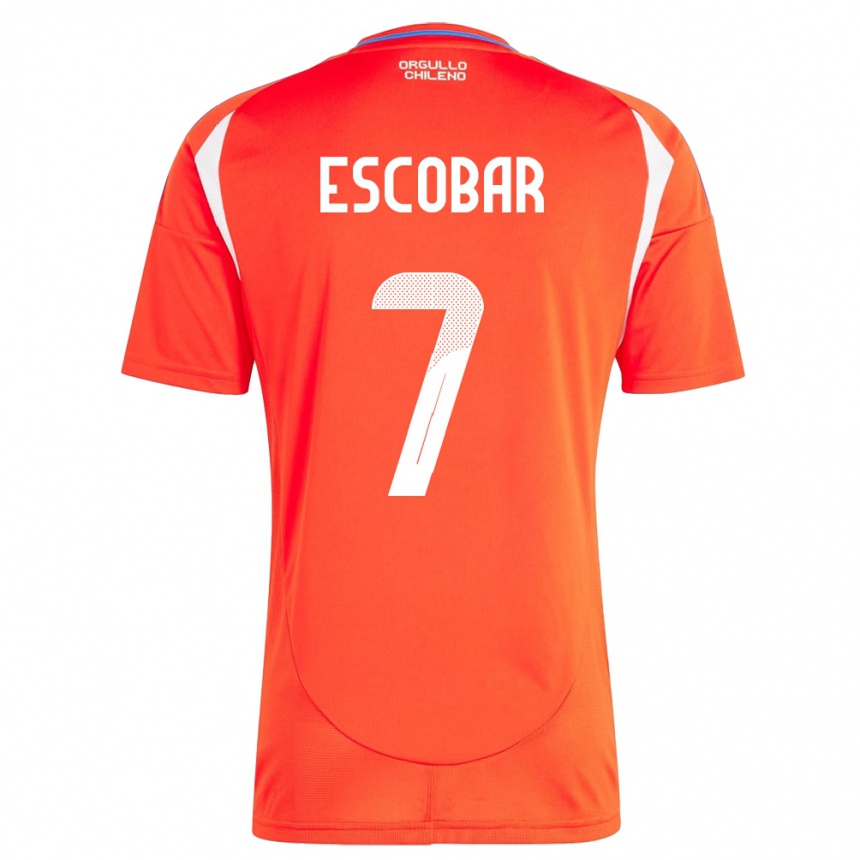 Hombre Fútbol Camiseta Chile Bastián Escobar #7 Rojo 1ª Equipación 24-26 Argentina