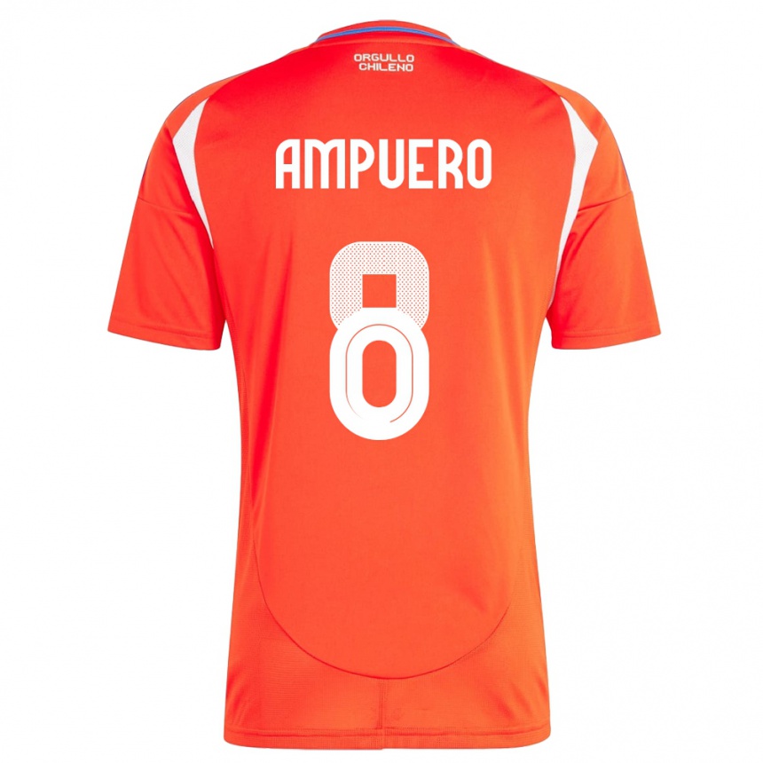 Hombre Fútbol Camiseta Chile Benjamín Ampuero #8 Rojo 1ª Equipación 24-26 Argentina